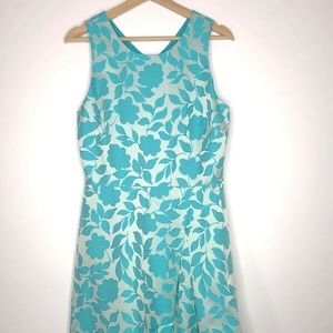 Tahari ASL Womens Dress Blue on Blue Floral Sheath Sleeveless Lined Size 8
